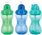 Nuby Lot de 3 gobelets Flip-It avec paille souple anti-déversement, 300 ml, vert, bleu, turquoise