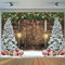 2.4x1.8m Foto Hintergrund Weihnachten Rustikale Scheune Holz Tür Xmas Baum Schnee Geschenk Glocke Fotografie Hintergrund Familie Winter Urlaub Neujahr Party Dekorationen Banner Fotostudio Requisiten