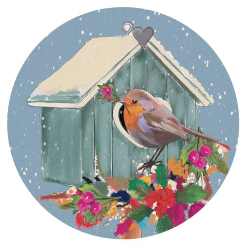 24 x 40mm 'Weihnachtsvogelhaus-Rotkehlchen' Aufklebern/Stickers (SK00058456)