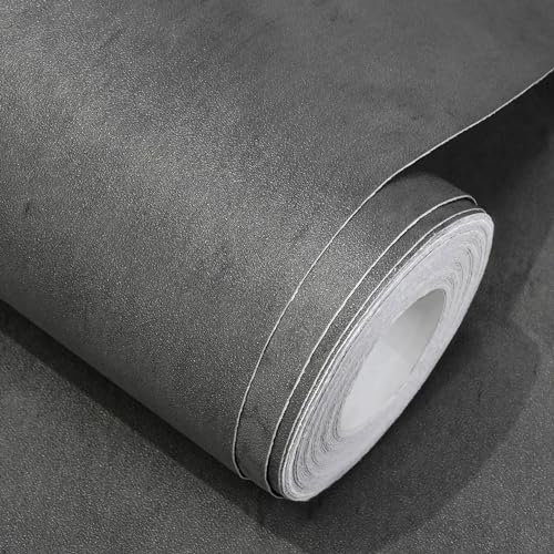 WADILE Betontapete Zement-Kontaktpapier 3D Matt Strukturiert 40 x 900 cm Tapete zum Abziehen und Aufkleben, Selbstklebend Wasserdicht und Entfernbar, Schwarz Grau