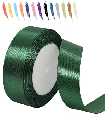 MORAINJAY Satinband 25mm Dunkelgrün 23m für Weihnachten und Adventdeko | Für Weihnachten, Adventskranz, festliche Geschenkverpackung, Tischdeko, Floristik und grüne Schleifen mit ruhiger Wirkung