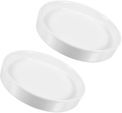 M METERXITY 2pz Vassoio Sottovaso per Fioriera - Vassoio Drenaggio Fiori Succulenti Sottovaso Rotondo Ceramica Applicare Giardino con Patio Esterno Interno (4,5, Bianco)