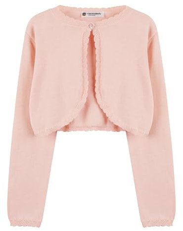 BlackButterfly Ragazze Maniche Lunghe Lavorato a Maglia Bambini Bambini Bolero Coprispalla (Rosa Pastello, 3-4 Anni)