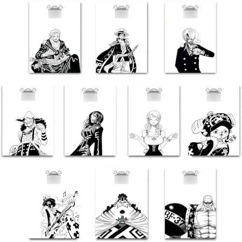 NebulaNova 10Pc Anime One Piece Poster 7,8 x 11,2 Zoll New Bounty Wanted Edition Strohhut Piraten Ruffy, Zoro Sanji Fifth Gear Luffy, Kidd, Law, Wand Collage-Kits