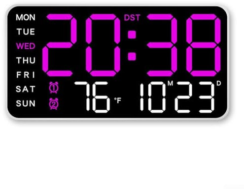 Honseadek Large Digital Wall Clock with Remote Control LED Large Display Timer with Temperature Date Week Auto DST Adjustable Brightness, Big Wall Alarm Clock(C)