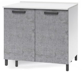 Linea Azzurra Base 80 Mobili Cucina Componibile con 2 Ante e 2 Ripiani in Legno Made in Italy H85xL80xP50 cm Elegante Funzionale Facile da Montare (Cemento)