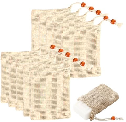 10 pezzi portasapone solido, porta shampoo solido, sacchetto di sapone organico, sacchetto di sapone schiumogeno antiscivolo in lino naturale in rete di sisal