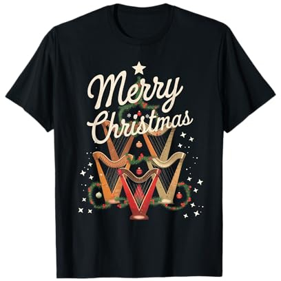 Harpe Arbre De Noël Harpes Arbre De Noël Joyeux Noël T-Shirt