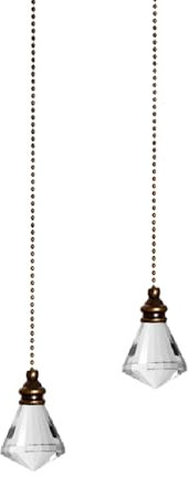 2 Pcs Light Pull Chain, 50cm Crystal Pull Chain Extension, Decorative Pendant Light Pull Cord for Ceiling Fans Bathroom Bedroom Light, Transparent