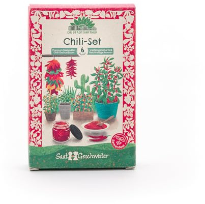 Juego de semillas con 6 variedades de chile | Semillas de primera calidad para amigos de chile como jalapeño, habanero, naga negro, etc. | Regalo para los entusiastas del chile para cumpleaños,