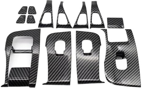 Carbon Fiber Auto Inner For Tesla For Model 3 For Model Y Car Window Control Panel Decor Sticker Door Switch Trim Frame Cover Car Interior Stickers Sticker Decoration Interior(Model 3 Y 21-22)