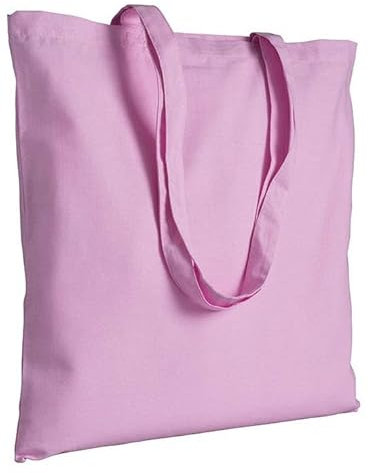 Generico Shopper 38 x 42 cm borsa della spesa riutilizzabile in cotone 130 g/m2, manici lunghi 2,5 x 70 cm disponibile in 18 colori (rosa)