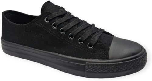 Women's Ladies Girls Canvas Low Top Lace Up Trainers Sneakers Pumps Plimsolls Size UK 3-8