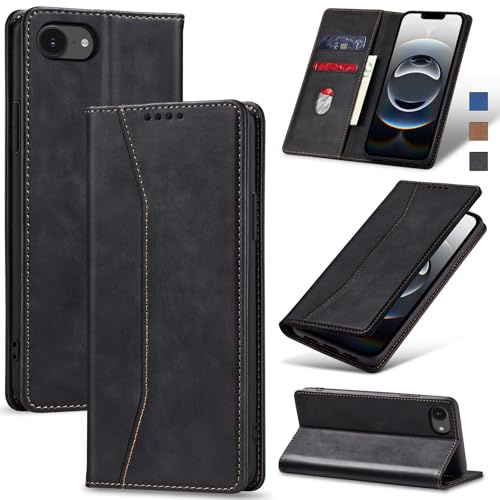 Jasonyu Funda para iPhone 16E/17E Flip Case,Negro | Cuero PU Carcasa,Tipo Libro con Tarjetas y Cartera,Soporte Plegable,Cierre magnético,Capa