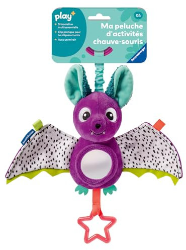 Ravensburger Play+ - Peluche d'Activités Chauve-Souris - Peluche Bébé Éveil Dès La Naissance - Bruits - Textures - Miroir - 34053
