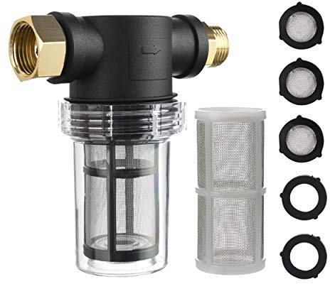 Inline Garden Hose Filter,40 & 100 Mesh Dual-Screen, Sediment Filter for Pressure Washer Inlet Water