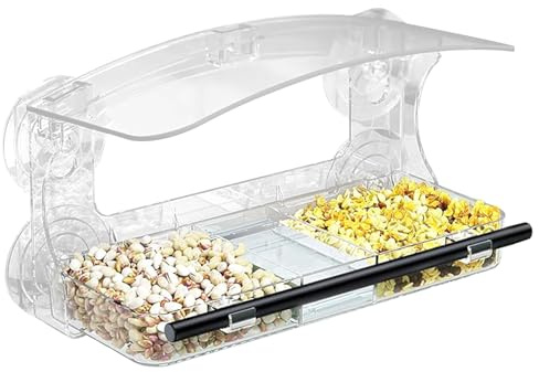Starker Saugfenster Vogelfutterhaus, große Kapazitätsfenster Vogelhäuschen mit abnehmbaren Samenschalen und Entwässerungslöchern | Saugnapfbecher -Vogel -Feeder - Clear Window Bird Feeder | Transparen
