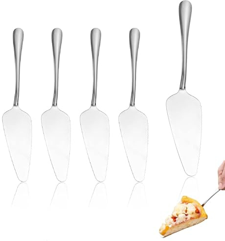 VOSSOT 5 Stück Tortenheber Set Edelstahl Tortenschaufel Kuchenheber Tortenmesser, Kuchenschaufel mit Gezackten Kanten, Tortenheber mit Messer für Restaurants, Partys und Hochzeit, Spülmaschinenfest