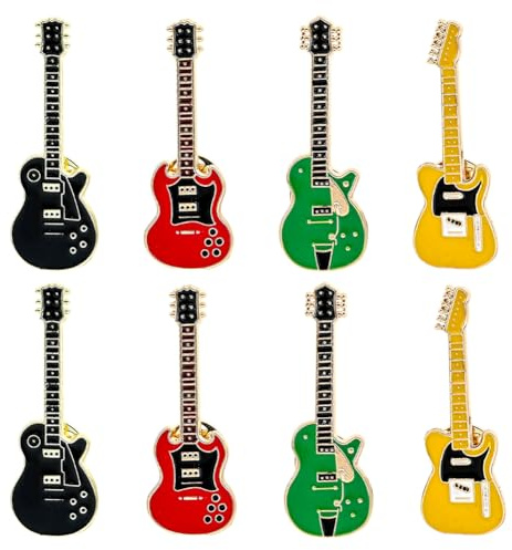 GOMAKERER 8 Stück Emaille Anstecker Für Rucksäcke, 4 Farben Bunte Süße Emaille Anstecknadeln Mit Gitarre Broschennadeln Anstecknadel Für Taschen Hüte Kleidung Jacken Dekoration, 46x17mm