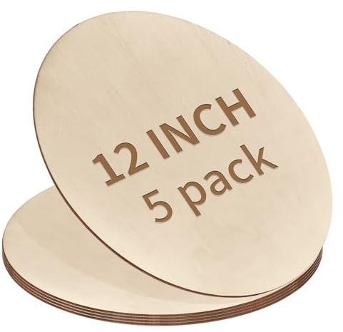 5 Stück 30,5 cm unlackierte Holzkreise zum Basteln, runde Holzscheiben für Cricut-Bastelarbeiten, runde Holzscheiben für Bastelarbeiten, Türaufhänger-Schild, Malerei, Holzverbrennung