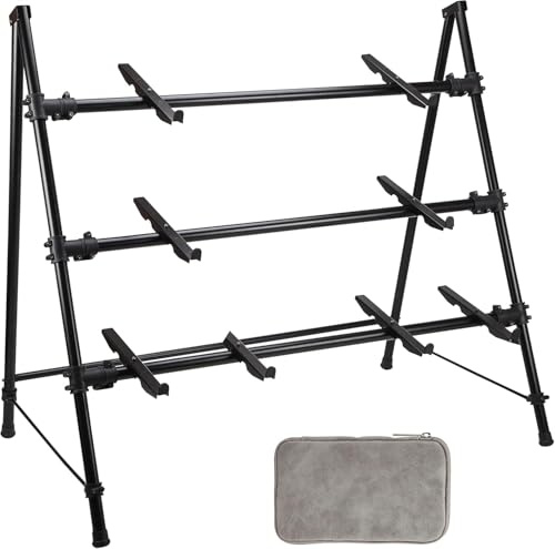 IRSTBL – 3 Tier Keyboard Stand with Extra Support Bars – Adjustable Steel DJ Stand for Keyboards, Mixers, Laptops & Music Equipment – Includes Cable Organiser Bag