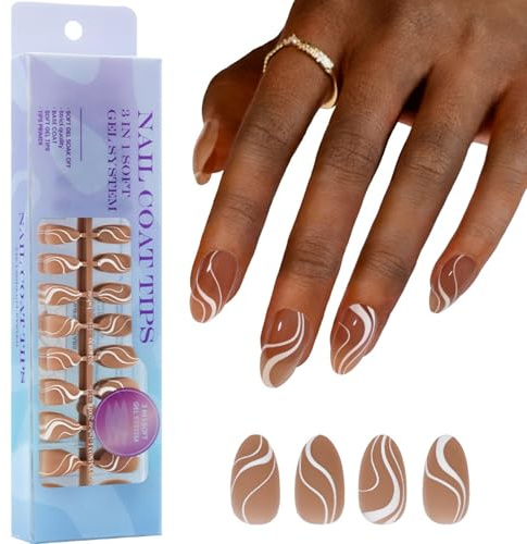 Short Almond Soft Gels Nails Tips Full Covers Short For Gel Pre-Designed X Coat Press On Nail