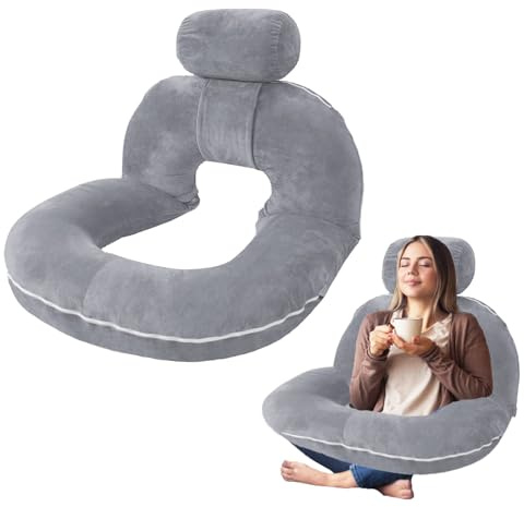 Lesekissen für Bett und Sofa, Groß Rückenkissen Mit Abnehmbarem Kissen, Ergonomisches Rückenlehne Kopfkisse, Komfortkissen Erwachsene, Stützkissen für Lesen, Arbeiten, Ausruhen, Waschbarem Bezug