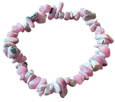 Steinfixx Rhodochrosit Splitterarmband I 18cm I Der emotionale Herz-Stein I Peru I handgefertigt I elastisch I angenehm zu tragen I TOP 1A-Qualität I Lieferung in Organzasäckchen