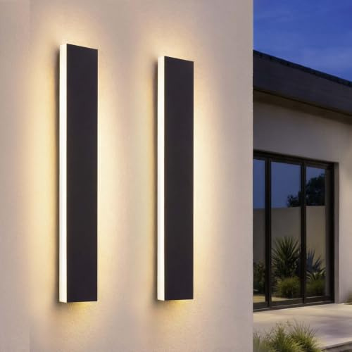 Ledvion 2x Lange Villa LED Außenwandleuchte lang 60cm IP65 14W Warmweiß | Für Einfahrt Gartenweg Terrasse oder Fassade geeignet und klar auf den Außeneinsatz ausgerichtet