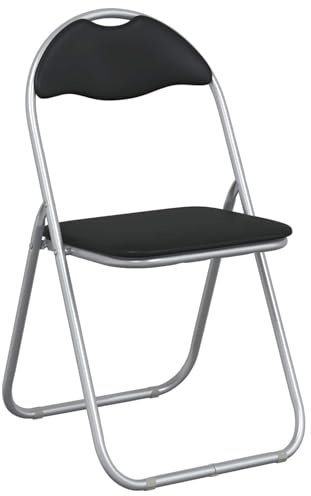 vidaXL Klappstuhl 8 pcs Schwarz und Grau 48 x 43,5 x 81 cm Kunstleder, Moderner klappbarer Esszimmerstuhl, kompakt, Kunstleder, schaumstoffgepolstert, bequem, platzsparend, einfach zu lagern