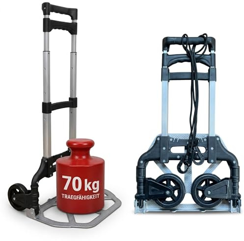 Relaxdays Sackkarre klappbar, bis 70 kg, HBT: 98x38x41 cm, Transportkarre Umzug, mit Teleskopgriff Stahl, Silber/schwarz