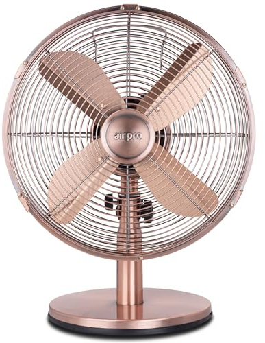 Air Pro 12 Desk Fan Portable 70 Degree Oscillating Metal Table Fan for Instant Cooling with Adjustable Tilt & 3 Speed Settings, Compact Fan with Quiet Operation to use at Home Office or Bedroom