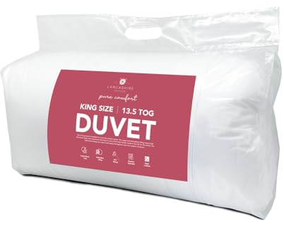 Lancashire Textiles 13.5 Tog Duvet - Breathable and Comfort Fabric with 100% Hollowfibre Filling – Lightweight Winter Quilts with Excellent Thermal Performance, King, 230W x 220L (Cm)