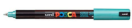 Uni Posca Marker PC-1MR Paint Glass Pen Extra Fine Bullet Tip 0.7mm Metallic Green