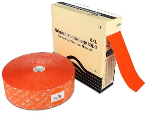 Nasara Original Kinesiologie Physio XXL Tape für Sport und Medizin, Rollengröße 5cm x 32m, Orange