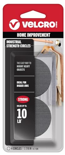 VELCRO Brand Industrial Fasteners Stick-On Adhesive | Professional Grade Heavy Duty Strength | Indoor Outdoor Use, 1 7/8in, Circles 4 Sets