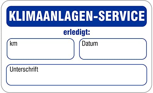 Aufkleber Klimaanlage Wartung 58x36mm, Serviceaufkleber, 1000 Stück