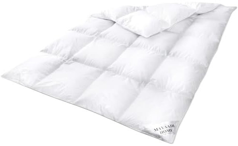 Mayaadi Premium Daunendecke extra warm 155x200 cm - 1700g Bettdecke, 70% Daunen 30% Federn - 100% natürliche Baumwolle - Made in Europe - Steppdecke geeignet für Allergiker - MA33
