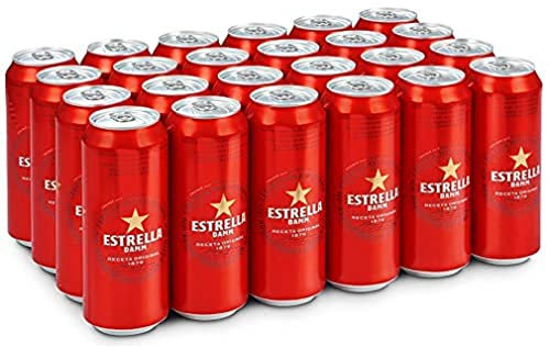 Estrella Damm | Cerveza Doble Malta | Cereales Tostados | Caja 24 Latas 50cl