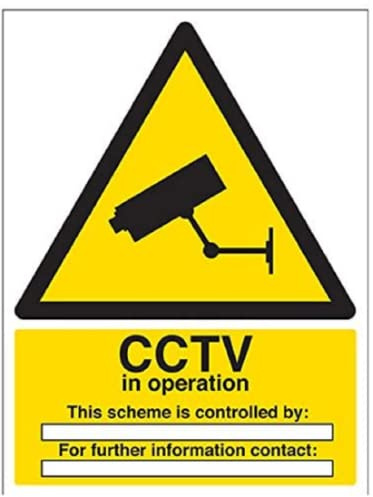 V Safety CCTV In Operation For The Purpose Sign - 300mm x 400mm - Self Adhesive Vinyl