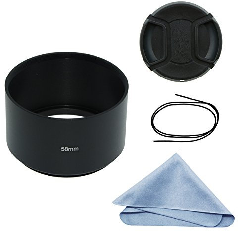 SIOTI Longue focalisation Métal Pare-Soleil avec Chiffon de Nettoyage et Capuchon d'objectif Compatible avec Leica/Fuji/Nikon/Canon/Samsung lentille à Filetage Standard