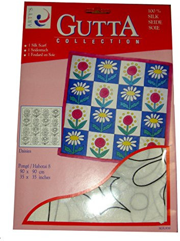 ARTY'S Gutta Collection - Motiv: Daisies - Pongé 08, ca. 90x90cm, rollierte Ränder (Gutta schwarz)