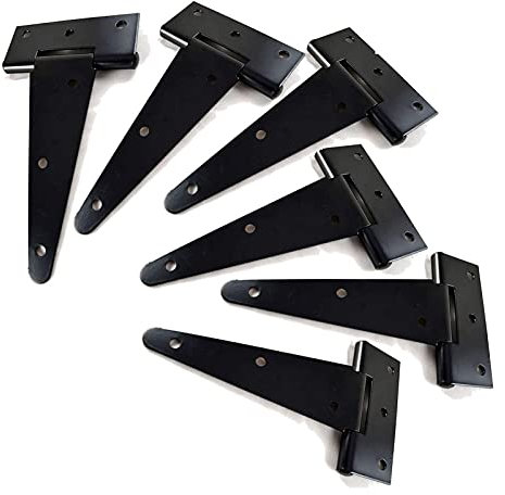 TamBee T Scharniere T-Riemen, leichtes Scharnier, Torband, Scharnier, Tür, Scheunentore, Scharniere, schwarze Schmiedeeisen-Hardware, rostfrei, 6 Stück (15,2 cm)