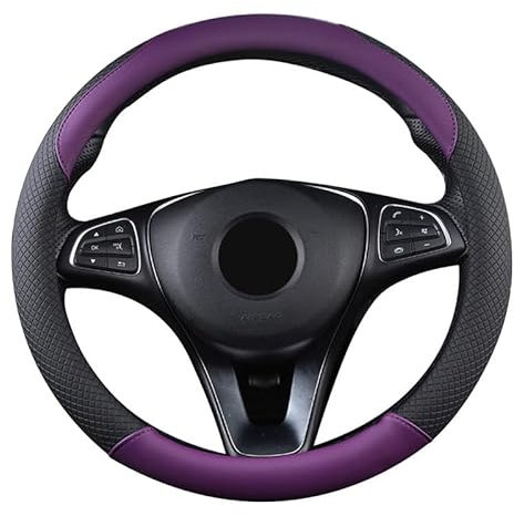SFONIA Auto Lenkrad Abdeckung Lenkradschutz Lenkradhülle PU Leder Universal 37-38cm/15 Rutschfest Atmungsaktiv Langlebig (Lila)