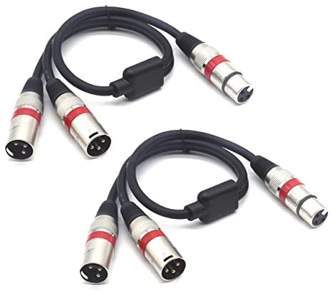 SiYear Balanced XLR Splitter Cable - Female to Dual Male 3 Pin Patch Y Cable Microphone Splitter Cord Audio Adapter (50CM-2PACK)