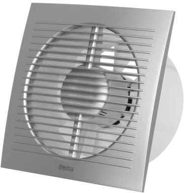 EUROPLAST Diameter 125mm Bathroom Extractor Fan with Timer - 5 inch Extractor Fan Bathroom - Silver Extractor fan - Axial Ventilation fan - Wall Mounted Fan - Square Fan