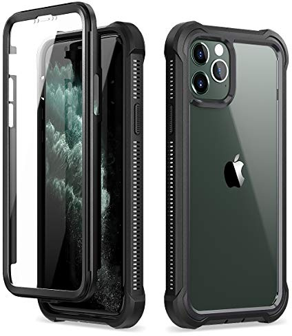 Dexnor Compatible with Iphone 11 Pro Case 5.8 Inch, 360 Degree Front and Back Full Body Outdoor Shockproof Protective Cover with Built-in Screen Protector - Black