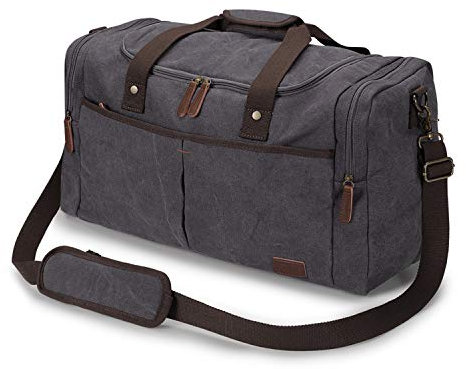 S-ZONE Reisetasche Unisex Canvas 65L Große Sporttasche Weekender Tasche Handgepäck Duffle Bag mit Schuhfach Abnehmbar Schulterriemen