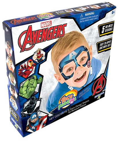 Face Paintoos — Marvel Avengers — Face Design for a Face Paint Alternative for Kids Ages 4+