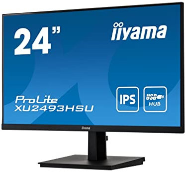 iiyama XU2493HSU-B1 24' IPS LCD with Slim Bezel, 4ms, Full HD 1920x1080, 250 cd/m² Brightness, 1x HDMI,1 x DisplayPort,1 x VGA, 2 x USB, 2 x 2W Speakers, Black
